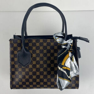 Brown black checkered pattern print vegan faux leather mini bag crossbody bag